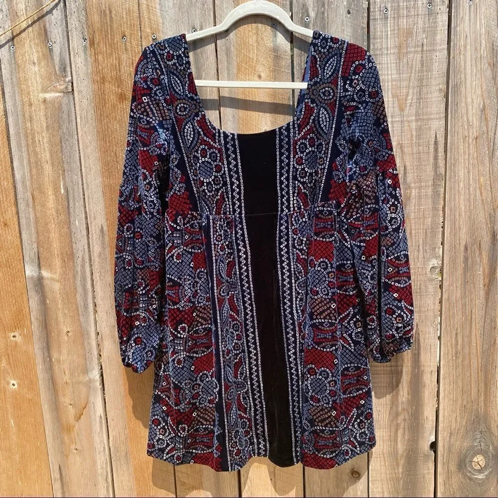Free People Stretch velvet Oh so easy babydoll dress